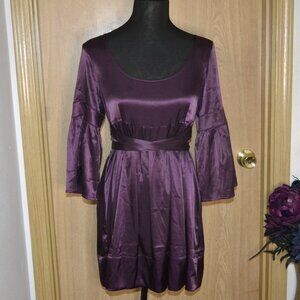 Forever 21 Silky Satin Purple Fit & Flare Mini Dress